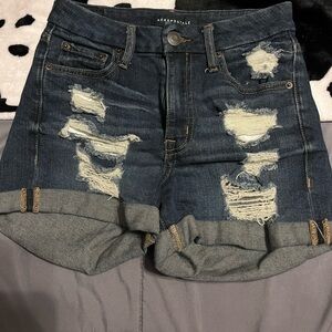 Aeropostale Blue Jean Shorts Distressed High-Waisted